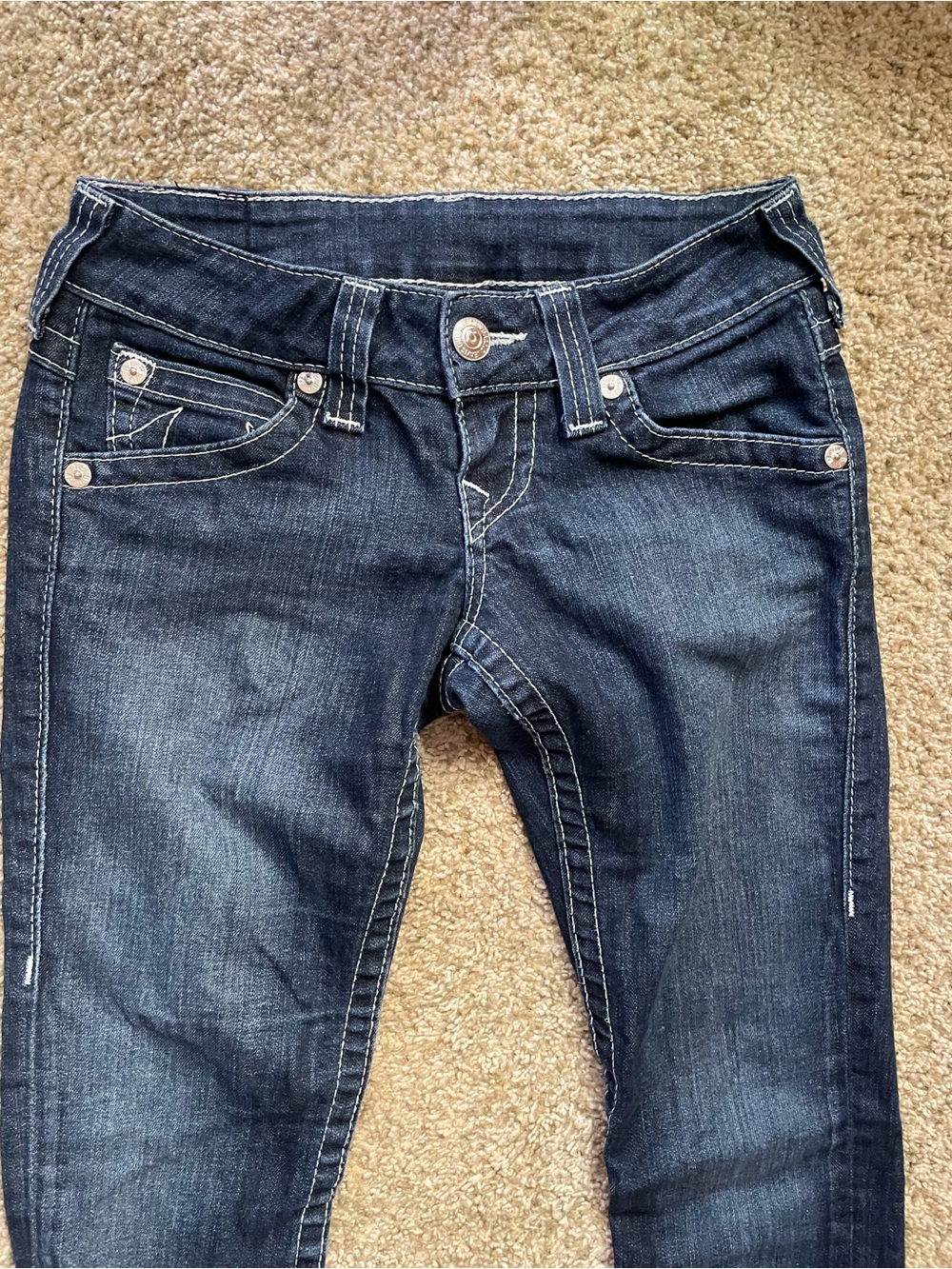 True religion y2k dark wash low rise straight jeans indie sleaze denim 25